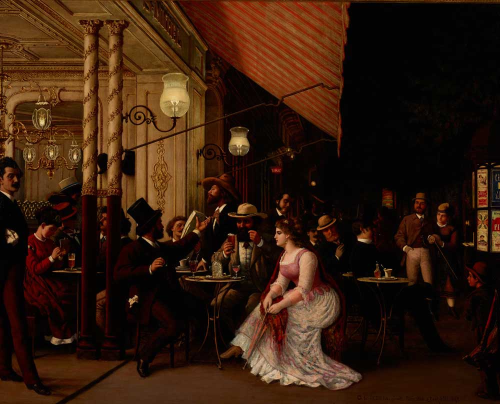 Eine Szene in einem Pariser Cafe. Gemaelde von Carl Ludwig Jessen