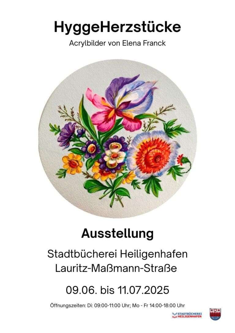 Heiligenhafen Stadtbücherei: HyggeHerzstücke – Acrylbilder Ausstellung