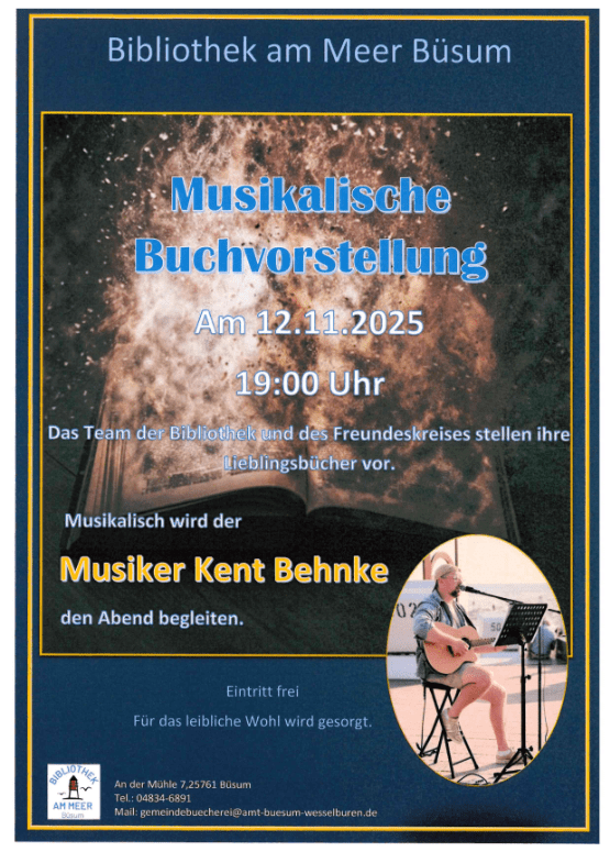 Musikalische Buchvorstellung in der Bibliothek am Meer Büsum
